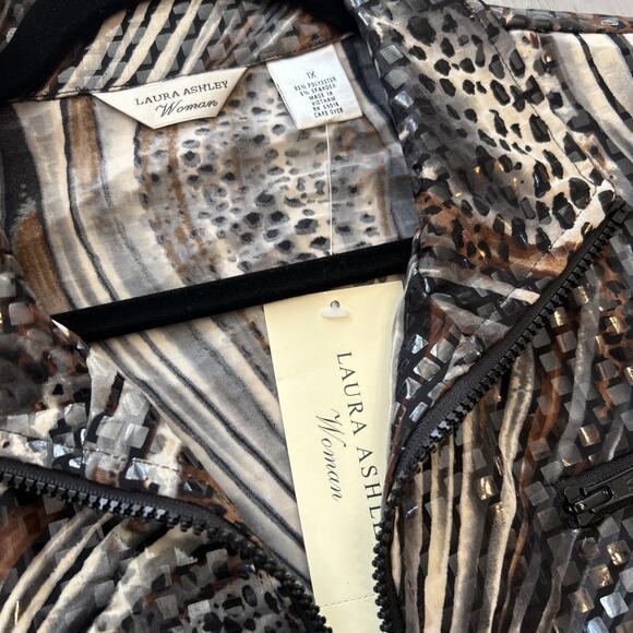 NWT Laura Ashley Zebra Tiger Stripe Full Zip Sequins Shacket Jacket Sz 1X Shiny - Picture 3 of 7